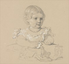 Portrait of a Child, 1800s. Henri Lehmann (French, 1814-1882). Graphite with white heightening on