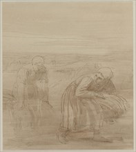 Les Glaneuses, 1800s. Alphonse Legros (French, 1837-1911). Sepia ink and wash on off-white paper,