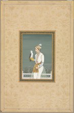Portrait of a Prince with a Hawk, 1700s. India, Mughal, 18th century. Opaque watercolor on paper;