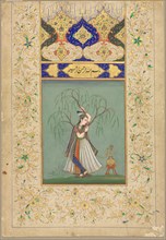 Princess Smoking a Hookah (as Salabhanjika), 1700s. India, Mughal, Kulu influence, 18th century.