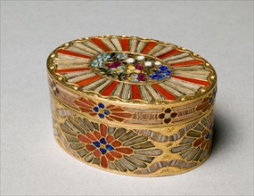 Snuff Box, c. 1780-1790. Johann Christian Neuber (German, 1736-1808). Gold, multi-colored