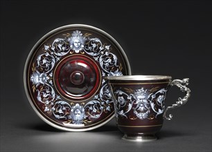 Cup and Saucer, c.1880-1900. France, 19th century. Silver, enamel; overall: 6.5 x 8.5 x 6.5 cm (2