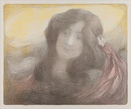 Girl with Long Hair, c. 1898. Edmond François Aman-Jean (French, 1858-1936). Color lithograph;