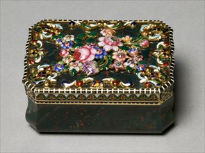 Snuff Box, c. 1820-40. Attributed to Jean-Louis Richter (Swiss, 1766-1841). Gold, champlevé enamel,