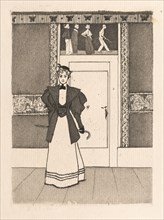 Interior with Young Woman in Walking Costume, 1895. Eugen Kirchner (German, 1865-1938). Etching and