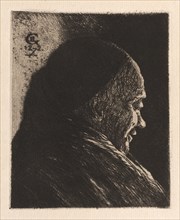 Head of an Old Man, 1872. Henri Charles Guérard (French, 1846-1897). Etching with drypoint; sheet: