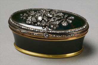 Snuff Box, c. 1750. Russia, late 18th century. Gold-mounted bloodstone, diamonds;