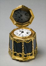 Snuff Box with Watch Movement (Bonbonnière), c. 1750. England, mid-18th century. Gold-mounted