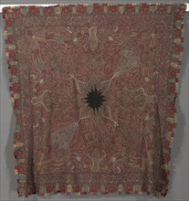 Squre Pieced Shawl with Vase Corners, 1867-1875. India, Kashmir, 19th century. 2/2 twill tapestry
