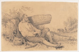 Sleeping Field Worker, 1842. Dominque Louis Papety (French, 1815-1849). Graphite; sheet: 25.7 x 39