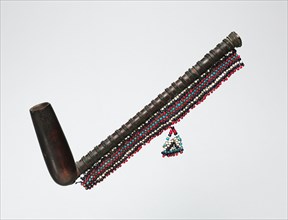 Pipe, 1800s-1900s. Southern Africa, South Africa, Xhosa, 19th or 20th century. Wood, tin, glass