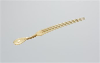 Snuff Spoon/Comb, late 1800s. Southern, South Africa, Zulu, late 19th century. Bone; overall: 15.2