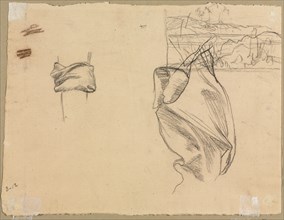 Studies of Drapery and Study of a Landscape (Verso), 1800s. Pierre Puvis de Chavannes (French,