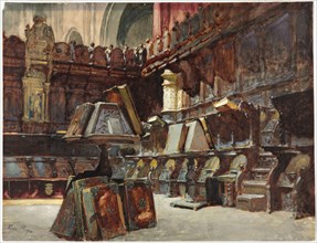 Choir Stalls in a Spanish Cathedral, c. 1868. Henri Regnault (French, 1843-1871). Watercolor and