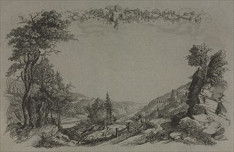 Six Views of Heidelberg Castle: Cover, Hunting Scene , 1820. Ernst Fries (German, 1801-1833).
