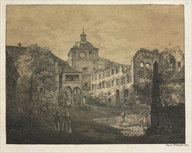 Six Views of Heidelberg Castle: Castle Terrace, 1820. Ernst Fries (German, 1801-1833), Mohr &