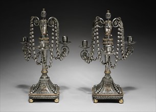 Pair of Candelabra, c. 1790-1795. Russia, Tula, Neo-classical, 18th century. Cut and polished steel
