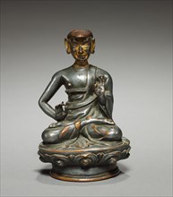 Portrait of Dharmakirti, c. 1400s-1500s. Tibet, c. 15th-16th century. Silver-copper alloy; overall: