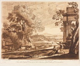 Liber Veritatis:  No. 133, A Landscape, with Cattle, and the Angel Comforting Hagar, 1776. Richard