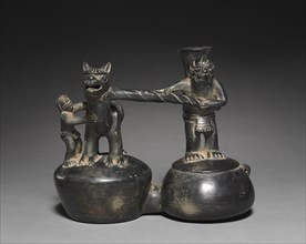 Double-chambered Vessel with Figures and Camelid, 1470-1532. Andes, Chimú-Inka, late 15th - mid