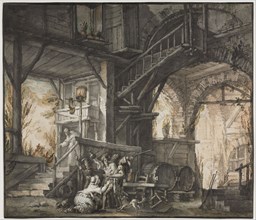 Theater Scene, c. 1775-1776. Giovanni David (Italian, 1743-1790). Watercolor and extensive point of