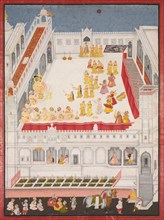 Maharana Jagat Singh Attending the Raslila, 1736. Attributed to Jai Ram (Indian), and/or Jiva
