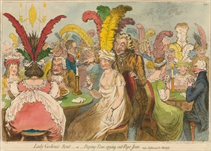 Lady Godina's Rout;-or-Peeping-Tom Spying out Pope-Joan, 1796. James Gillray (British, 1757-1815),