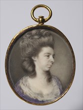 Portrait of a Woman, c. 1775. The Artist "V" (British). Watercolor on ivory on a gold locket;
