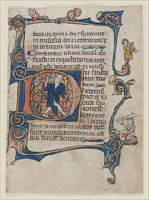 Leaf from a Psalter: Initial D: A Fool Rebuked by God, c. 1300-1320. Northern France or Flanders,