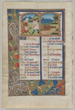 Leaf from a Book of Hours: Calendar Page for June (verso), c. 1510. France, Rouen, 16th century.