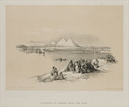 Egypt and Nubia, Volume I: Pyramids of Geezeh, from the Nile, 1846. Louis Haghe (British,