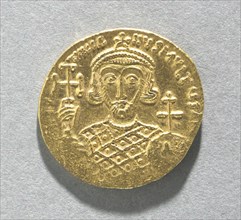 Solidus with Bust of Justinian II (reverse), 705 AD. Byzantium, Constantinople, 8th century. Gold;