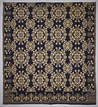 Coverlet, 1837. J.M. Davidson (American). Double weave; blue wool and white cotton; overall: 235 x