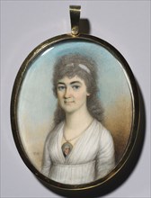 Portrait of a Woman Wearing a Miniature, c. 1780. Thomas Hazlehurst (British, c. 1740-c. 1821).