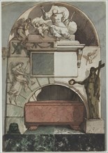 Design for a Fresco of an Artist's Tomb in the Certosa of Bologna (recto); Architectural Drawing of
