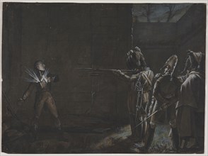 Execution of the Duke d'Enghien, 21 March 1804, c. 1870. Anonymous. Brown ink wash, pen and brown