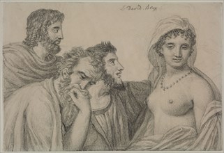 Phryné before the Judges, c. 1816-1820. Jacques-Louis David (French, 1748-1825). Black chalk on