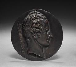 Chateaubriand, 1820. Pierre-Jean David d'Angers (French, 1788-1856). Bronze; overall: 13.3 x 13.2 x
