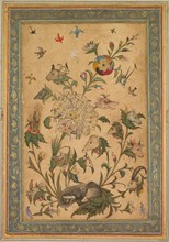 A floral fantasy of animals and birds (Waq-waq), early 1600s. India, Mughal. Opaque watercolor and