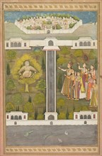 Mahliqa, Daughter of the Emperor of China, Pointing at the Bird-Man Khwaja Mubarak: A Leaf from a