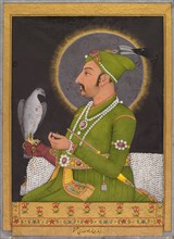 Posthumous portrait of the Mughal emperor Muhammad Shah (reigned 1719-1748) holding a falcon, 1764.