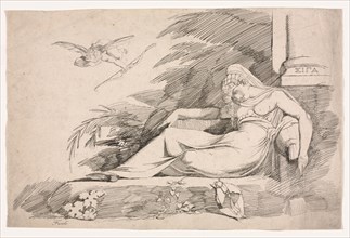 Sleeping Woman with a Cupid, 1780-1790. Henry Fuseli (Swiss, 1741-1825). Etching; sheet: 22.5 x 34