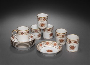 Cups and Saucers from Oliver Wolcott, Jr. Tea Service, 1785-1805. Chinese Export porcelain, late