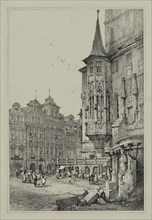 Facisimilies of Sketches made in Flanders and Germany: Hotel de Ville, Prague, 1833. Samuel Prout