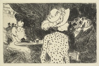 Cafe Scene (descriptive), 1880-1886. Jean Louis Forain (French, 1852-1931). Etching; sheet: 17.8 x