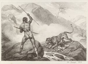 African Hunter (Chasseur Africain), 1818. Horace Vernet (French, 1789-1863). Lithograph; sheet: 27