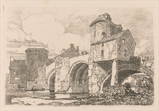 Liber Studiorum: Plate 26, Monnow Bridge, Monmouthshire, 1838. John Sell Cotman (British,