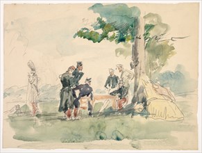Militaires sous un arbre (Soldiers under a Tree). Isidore Pils (French, 1813/15-1875). Watercolor