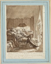 Le Sommeil du Grand Condé, c. 1817. Jacque-Noël-Marie Frémy (French, 1782-1867). Ink and