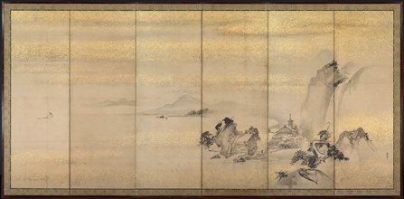 Summer and Winter Landscapes, 1600s. Kano Naonobu (Japanese, 1607-1650). Pair of six-panel folding